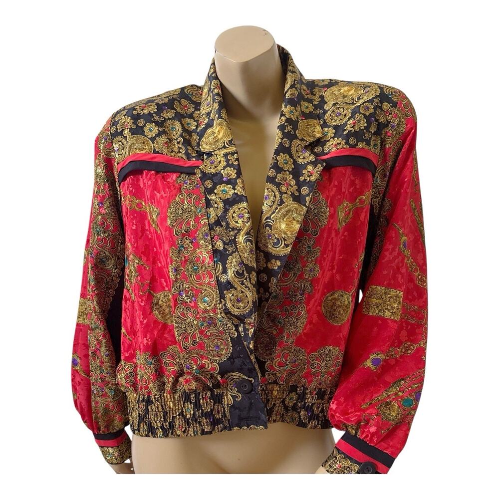 Howard Wolf Vintage Jacket Womens 12 Bomber Baroque Shoulder Pads Single Button
